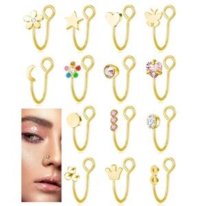 NWT Gold Tone Nose Cuffs (Fake Nose Rings) - 14 pcs